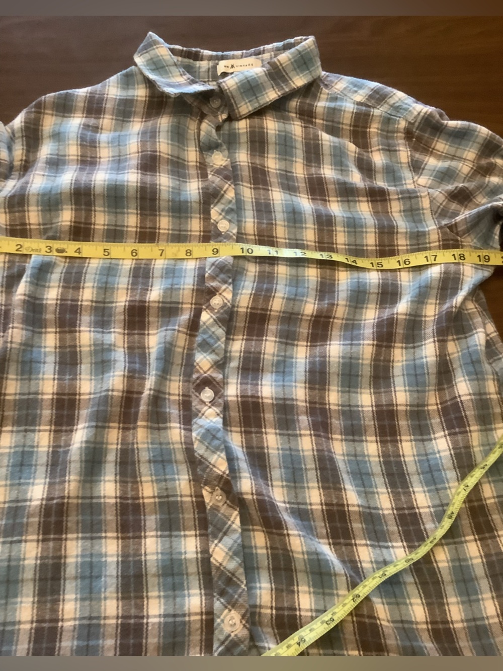 MM Vintage Plaid Embroidered Shirt Boho Festival Floral Back Top L - Picture 8 of 11
